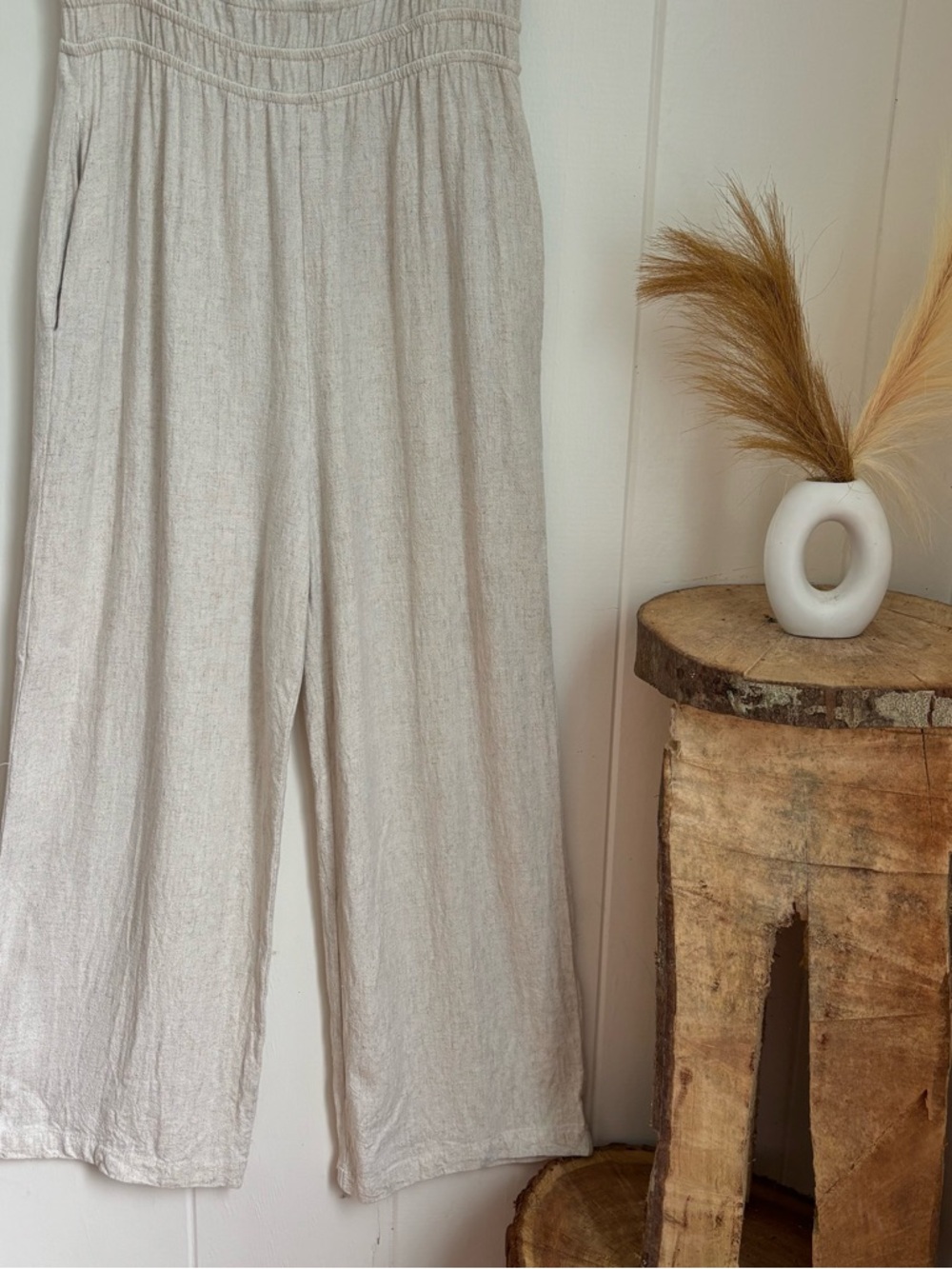 Monteau Cream Tie-Front Wide-Leg Jumpsuit - Picture 3 of 8